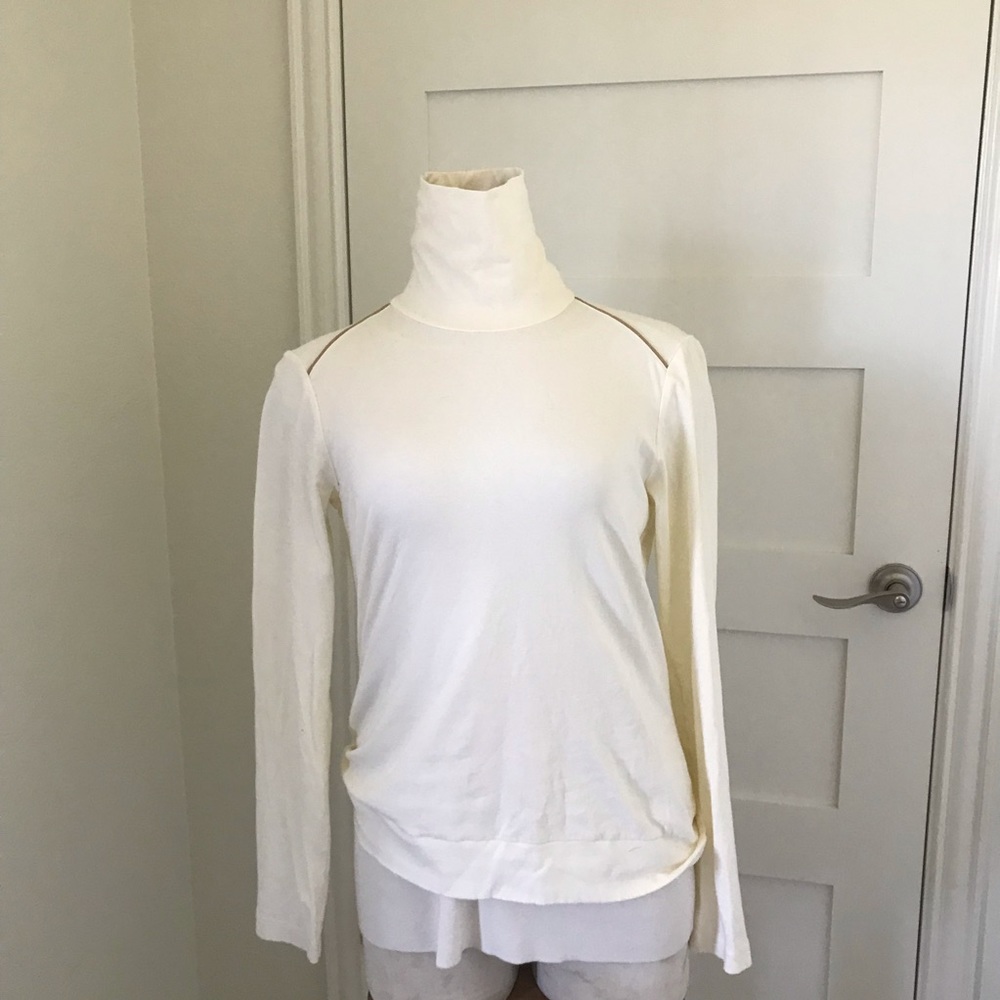 Cream Turtleneck with Piping